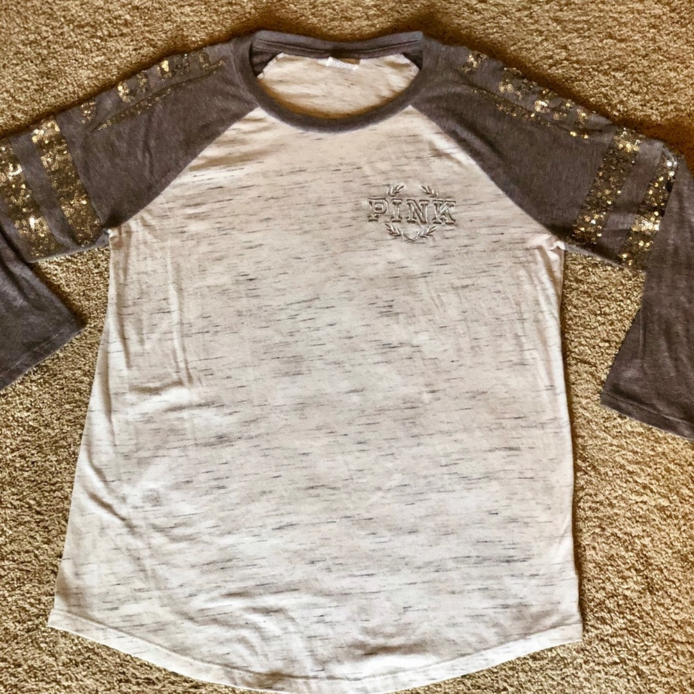 Victoria Secret💕PINK 3/4 sleeve sequin shirt💕